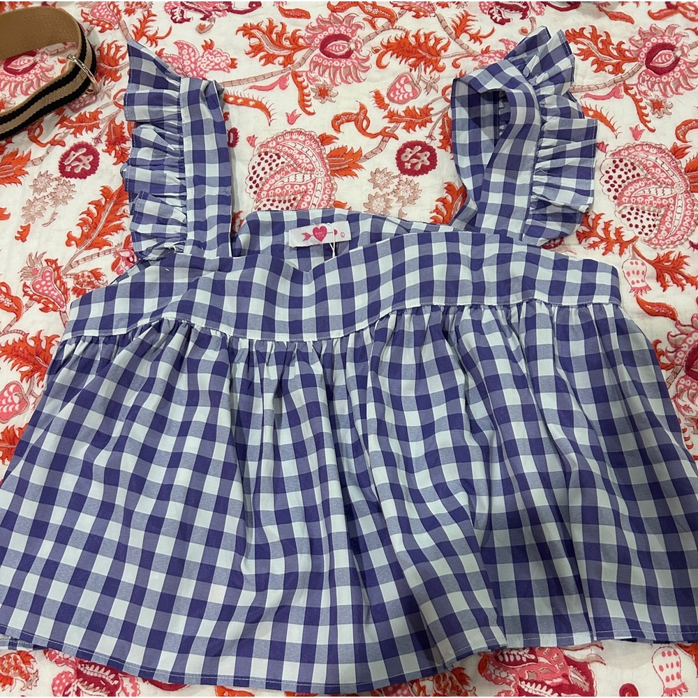 buddy love purple gingham ruffle top size large